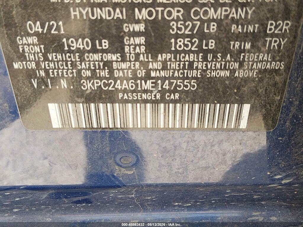 3KPC24A61ME147555 2021 HYUNDAI ACCENT photo no. 9