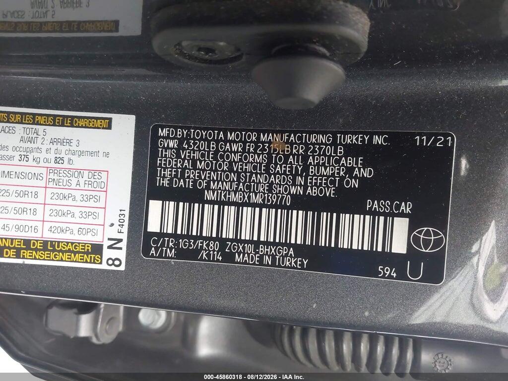NMTKHMBX1MR139770 2021 TOYOTA C-HR photo no. 9
