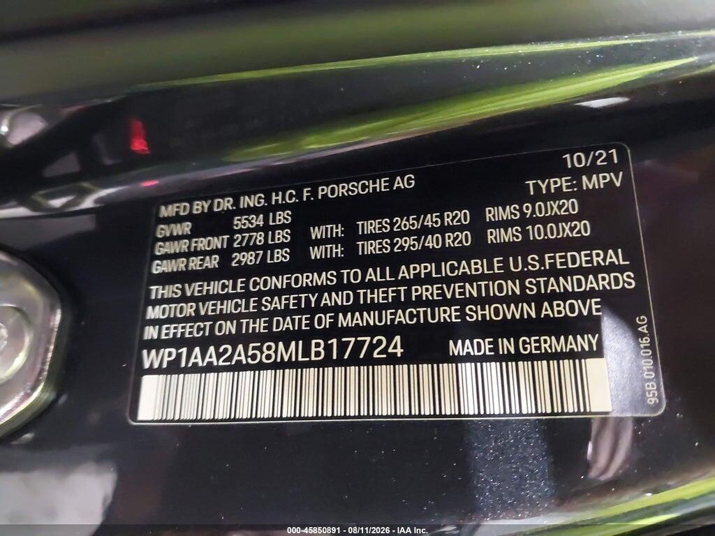 WP1AA2A58MLB17724 2021 PORSCHE MACAN photo no. 9