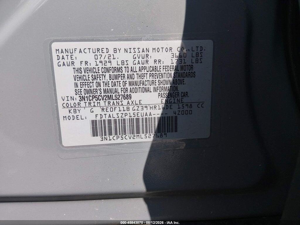 3N1CP5CV2ML527689 2021 NISSAN KICKS photo no. 9