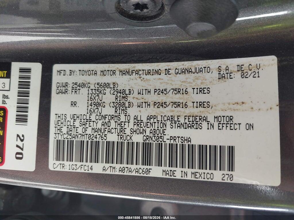 3TYCZ5AN7MT024765 2021 TOYOTA TACOMA photo no. 9