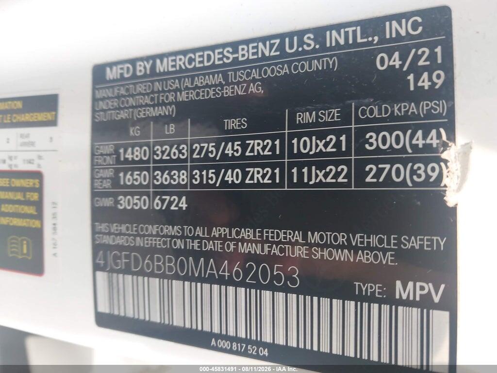 4JGFD6BB0MA462053 2021 MERCEDES-BENZ AMG GLE 53 COUPE photo no. 9