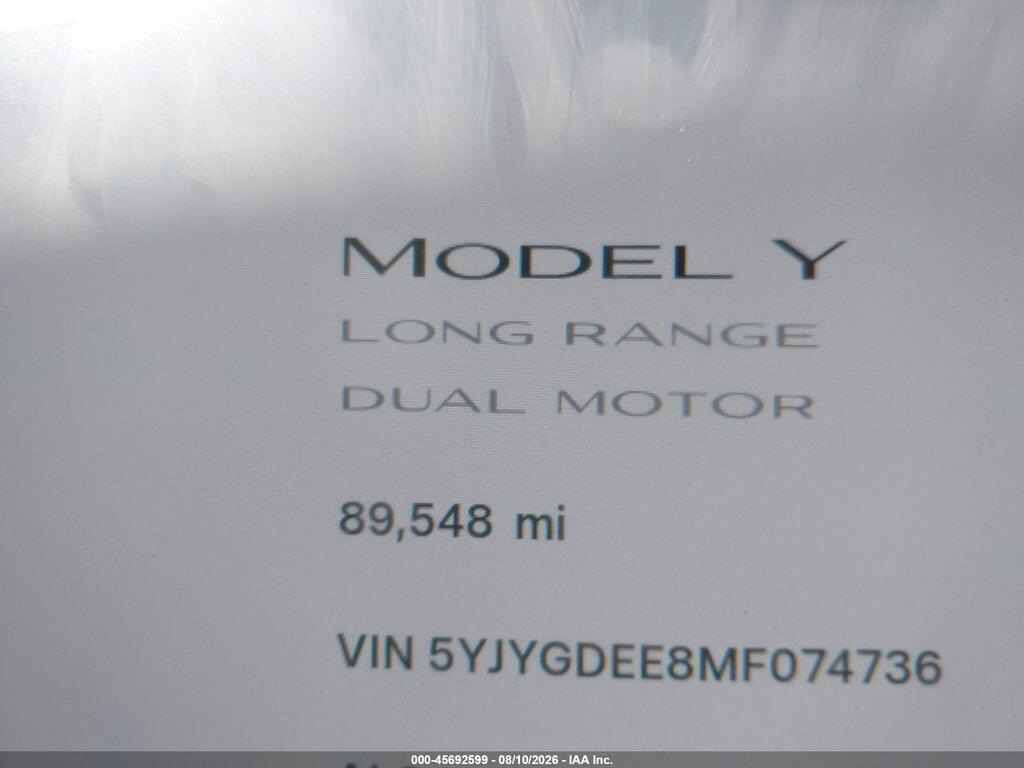 5YJYGDEE8MF074736 2021 TESLA MODEL Y photo no. 7