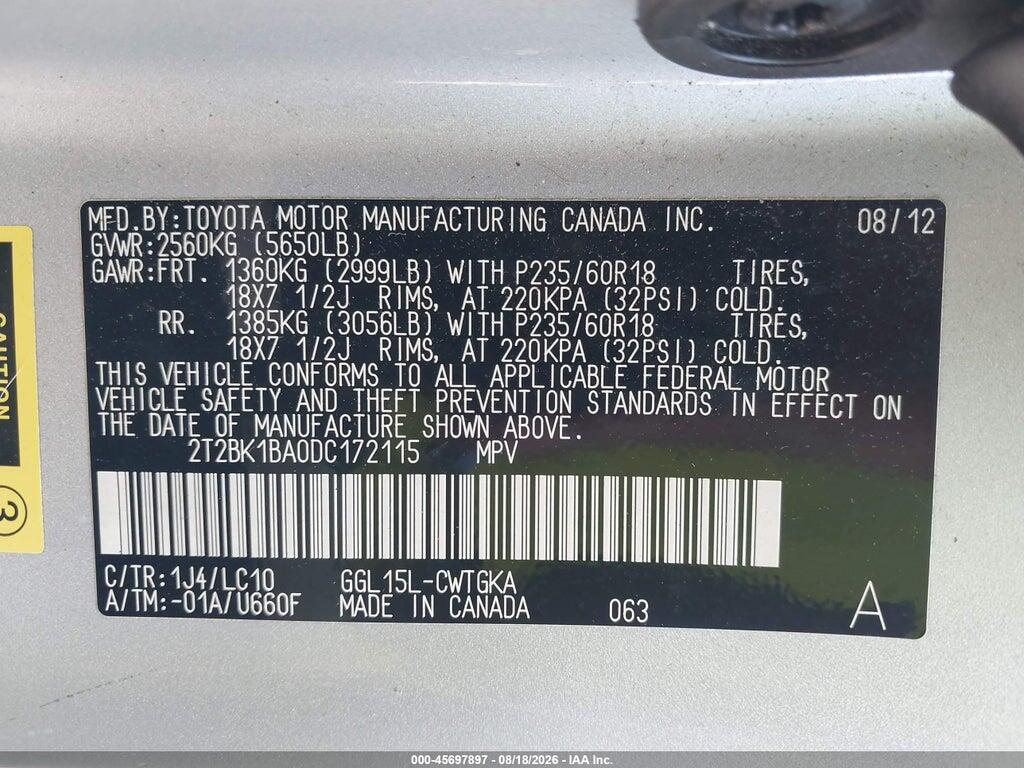 2T2BK1BA0DC172115 2013 LEXUS RX 350 photo no. 9