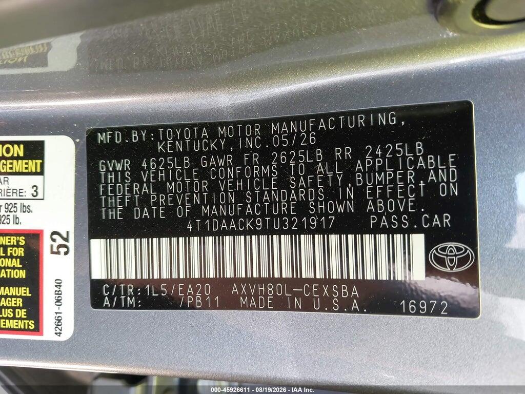4T1DAACK9TU321917 2026 TOYOTA CAMRY photo no. 9