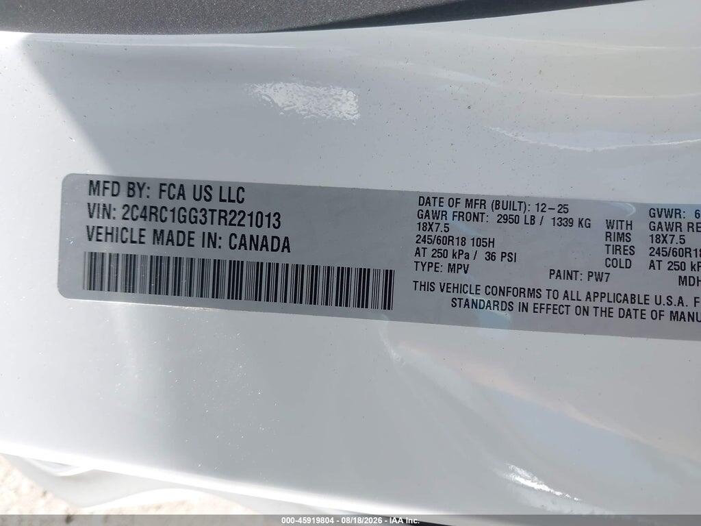 2C4RC1GG3TR221013 2026 CHRYSLER PACIFICA photo no. 9
