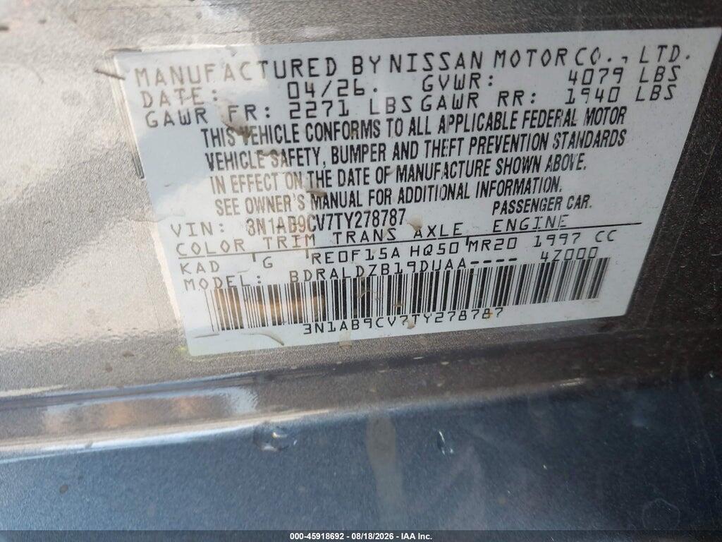 3N1AB9CV7TY278787 2026 NISSAN SENTRA photo no. 9
