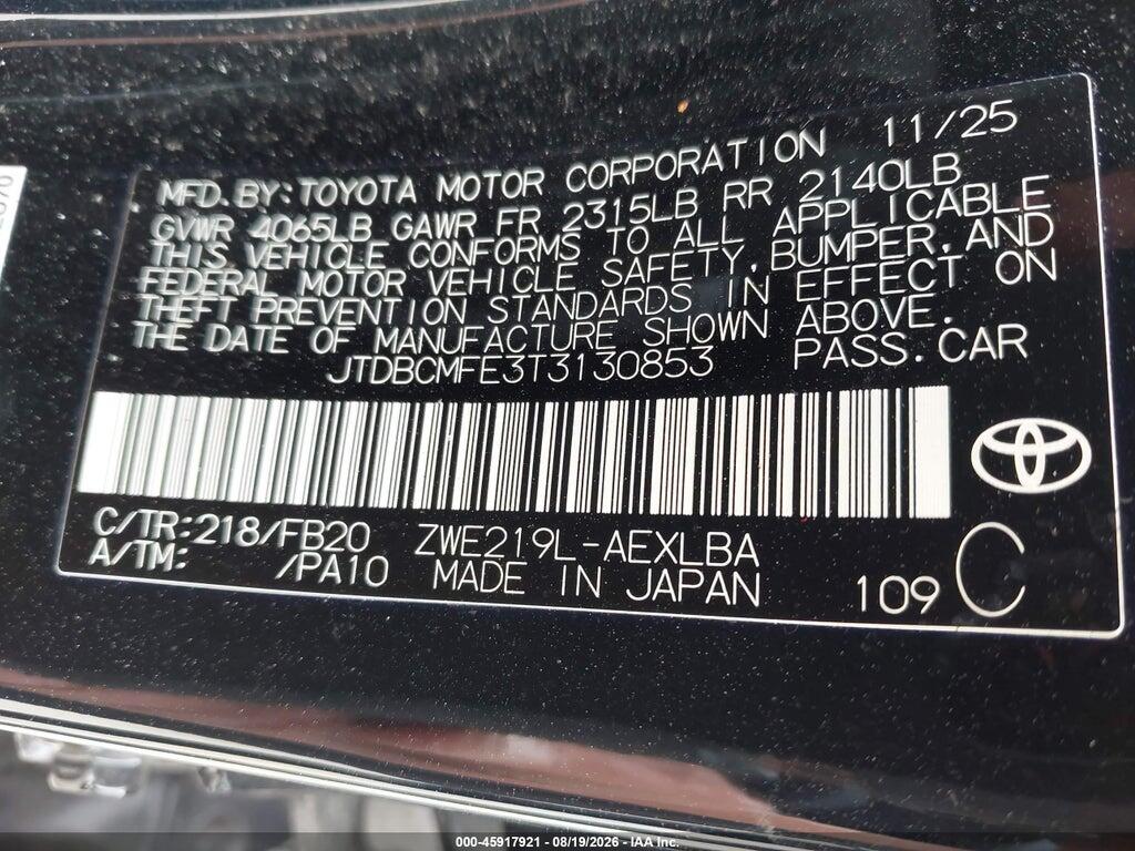 JTDBCMFE3T3130853 2026 TOYOTA COROLLA HYBRID photo no. 9