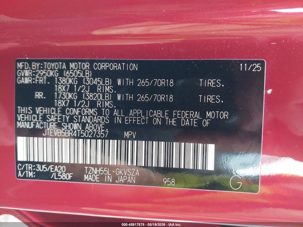 JTEVB5BR4T5027357 2026 TOYOTA 4RUNNER HYBRID photo no. 9
