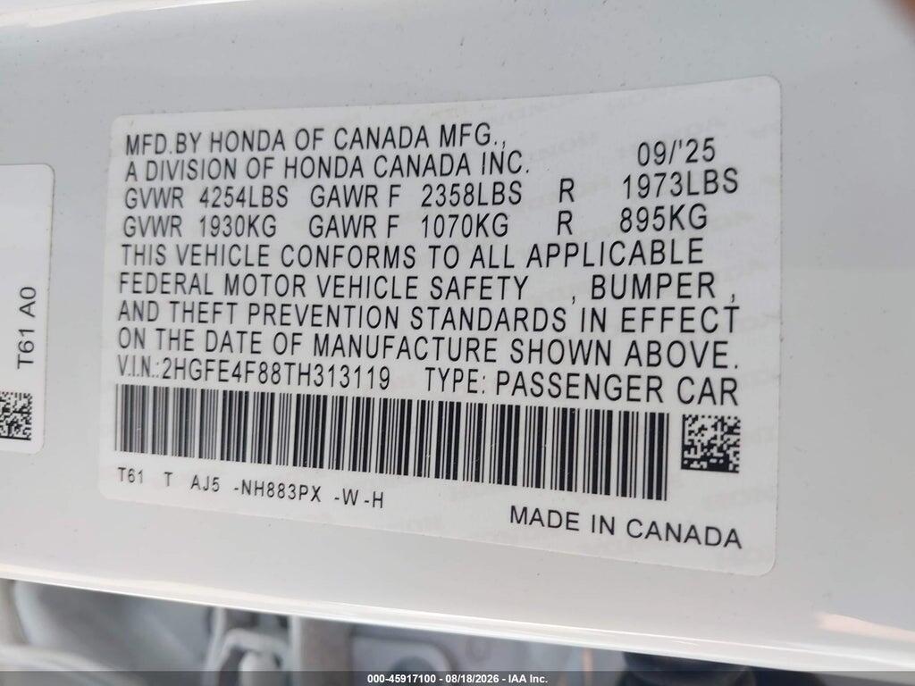 2HGFE4F88TH313119 2026 HONDA CIVIC HYBRID photo no. 9