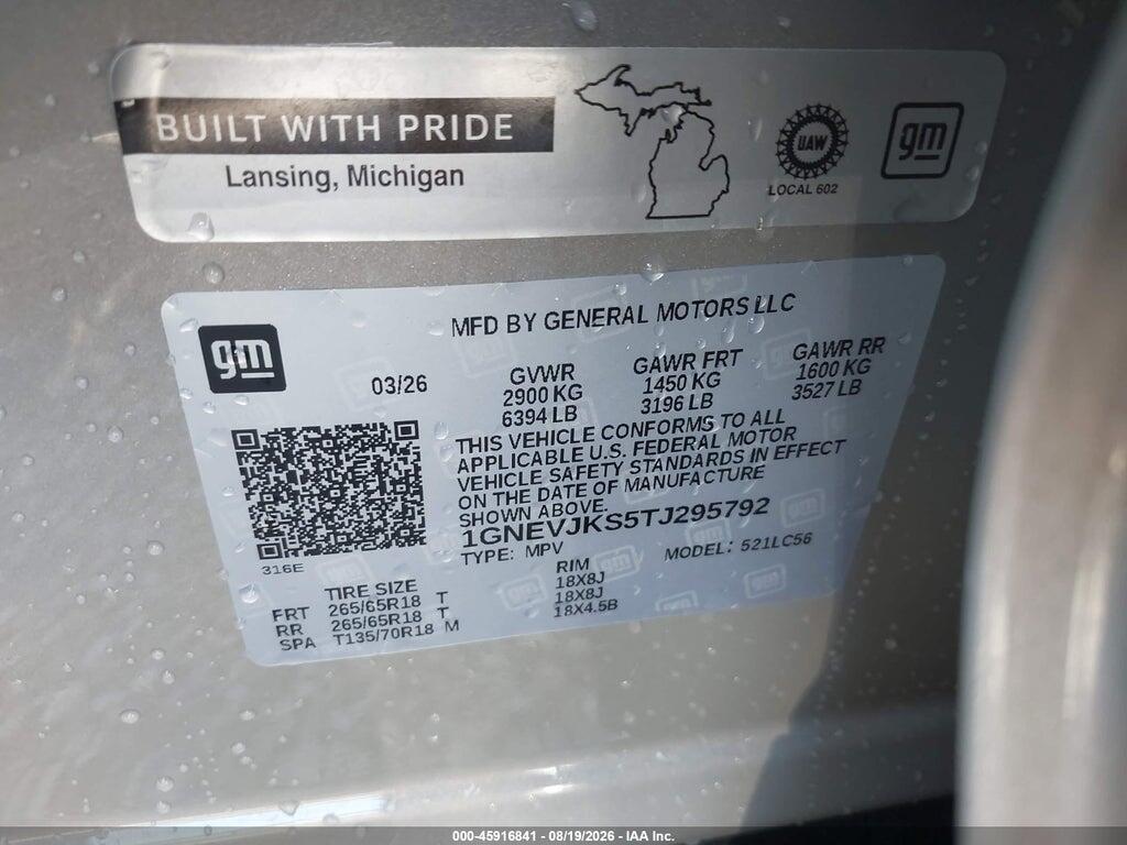 1GNEVJKS5TJ295792 2026 CHEVROLET TRAVERSE photo no. 9