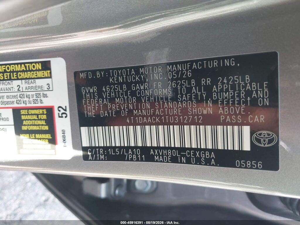4T1DAACK1TU312712 2026 TOYOTA CAMRY photo no. 9