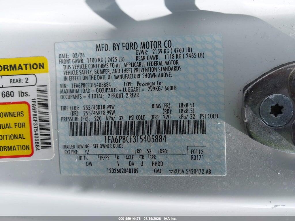 1FA6P8CF3T5405884 2026 FORD MUSTANG photo no. 9