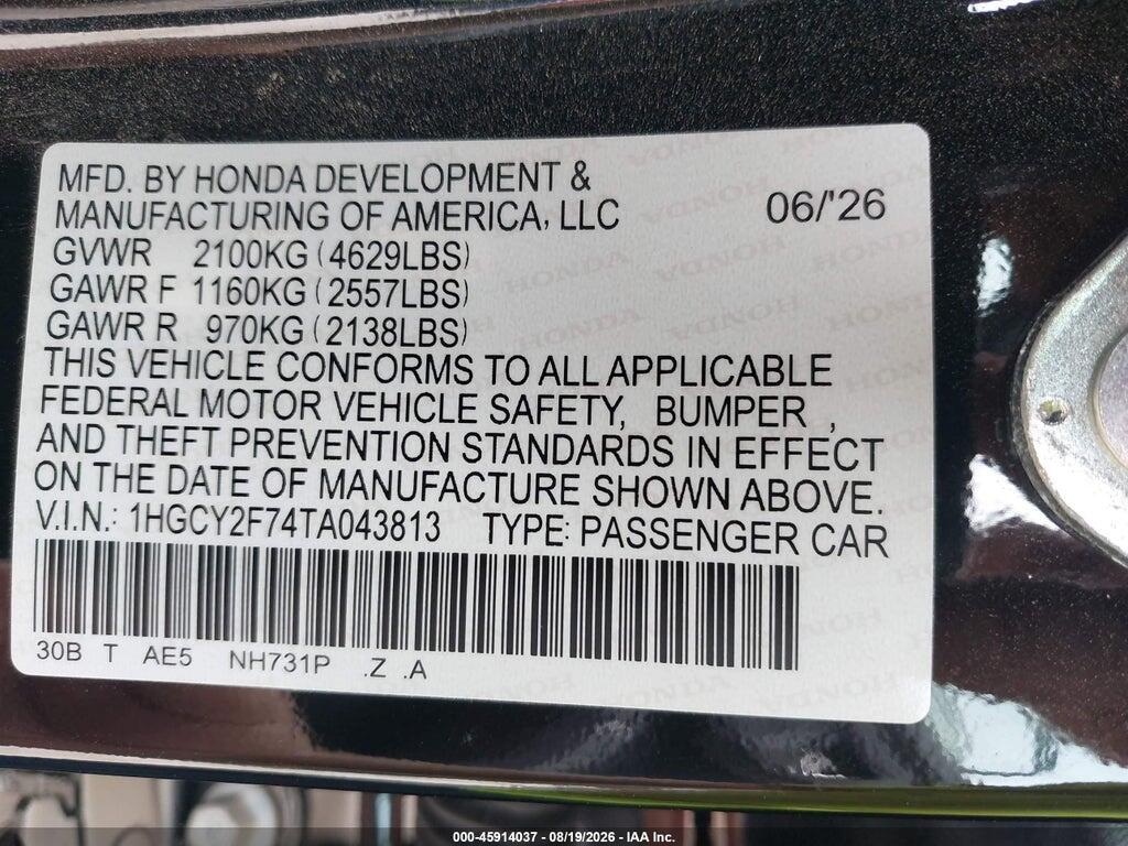 1HGCY2F74TA043813 2026 HONDA ACCORD HYBRID photo no. 9