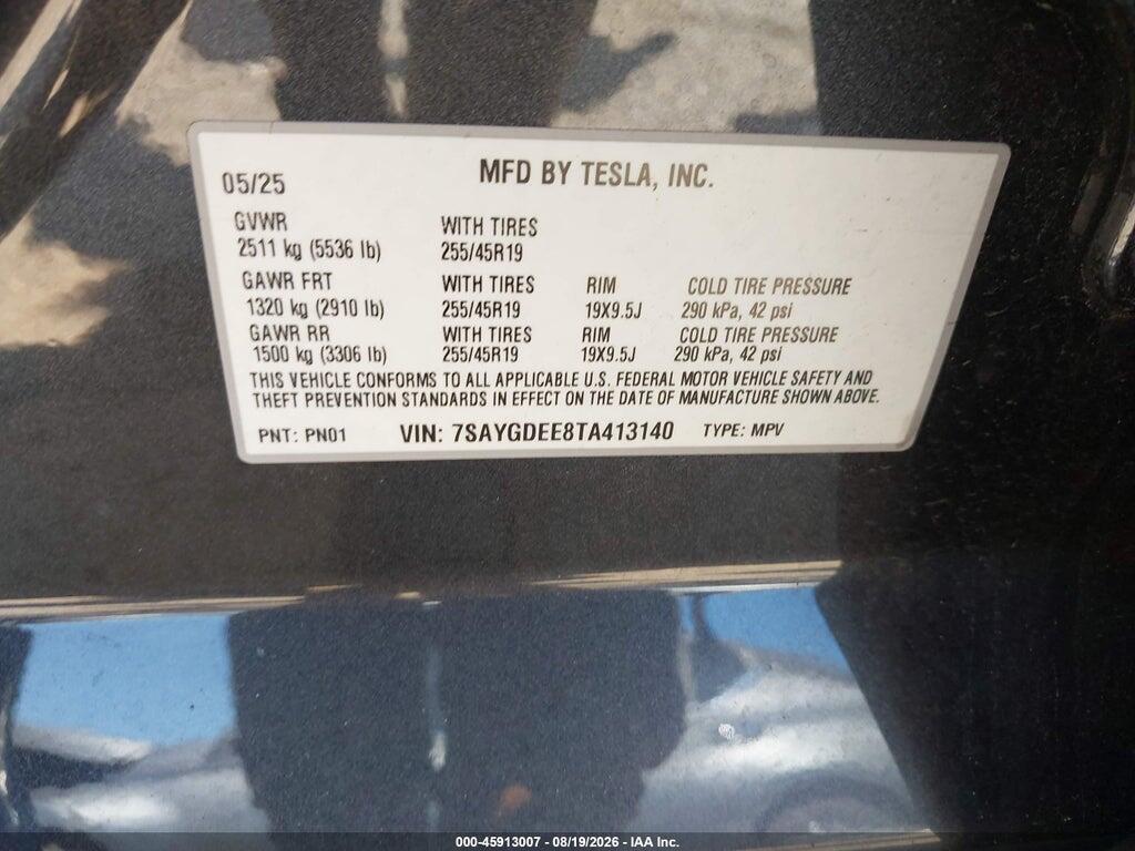 7SAYGDEE8TA413140 2026 TESLA MODEL Y photo no. 9