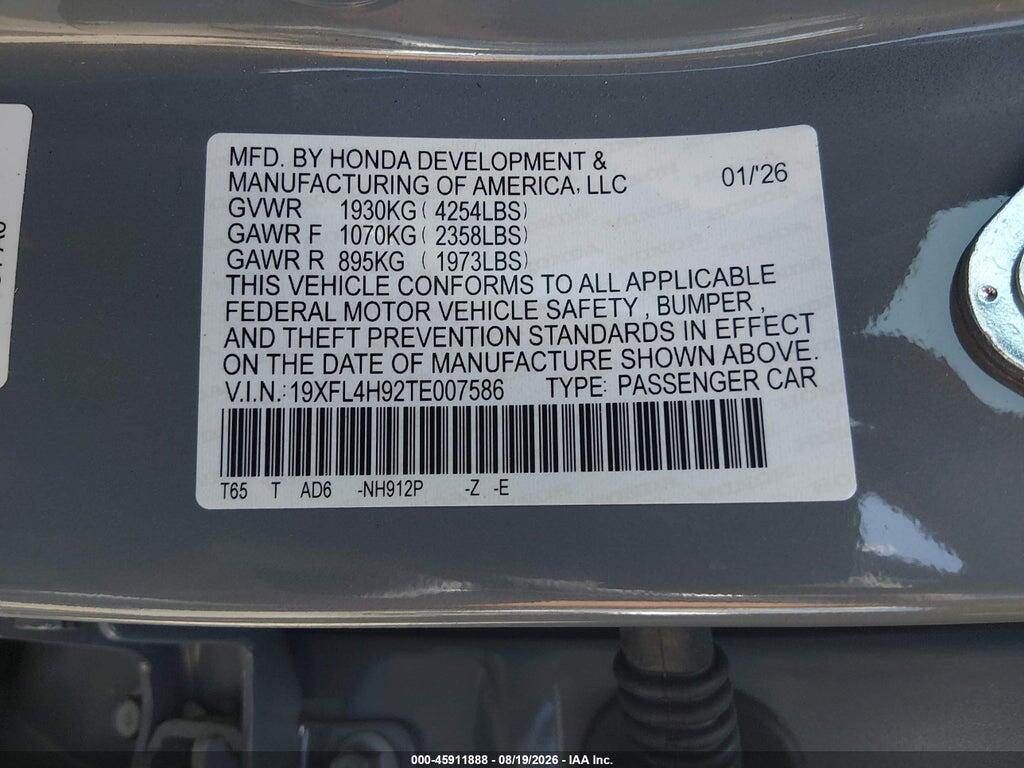 19XFL4H92TE007586 2026 HONDA CIVIC HYBRID photo no. 9
