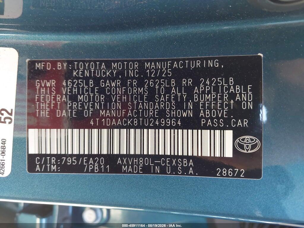4T1DAACK8TU249964 2026 TOYOTA CAMRY photo no. 9