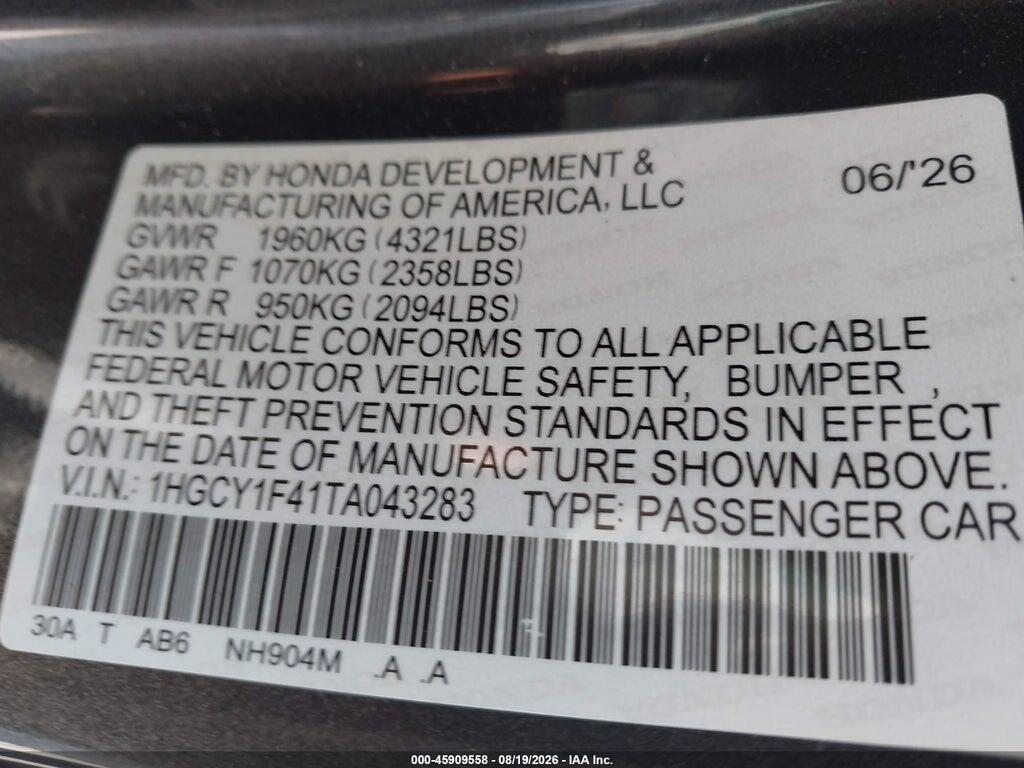1HGCY1F41TA043283 2026 HONDA ACCORD photo no. 9