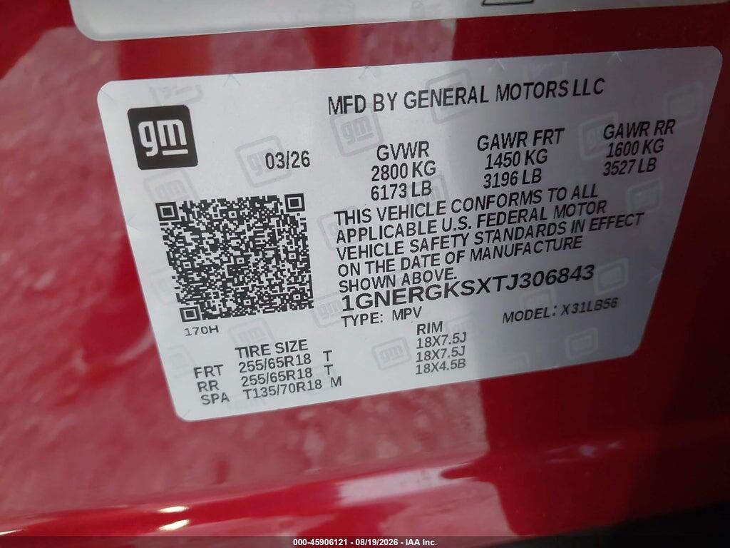 1GNERGKSXTJ306843 2026 CHEVROLET TRAVERSE photo no. 9