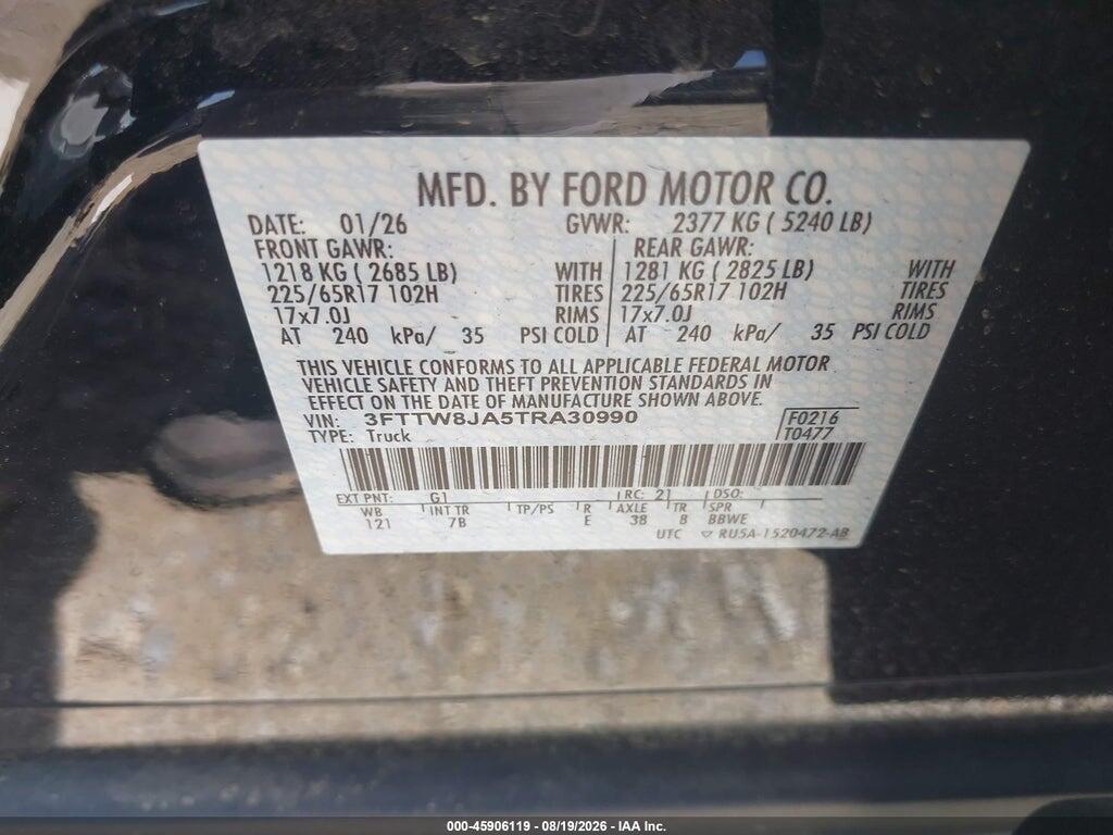 3FTTW8JA5TRA30990 2026 FORD MAVERICK photo no. 9