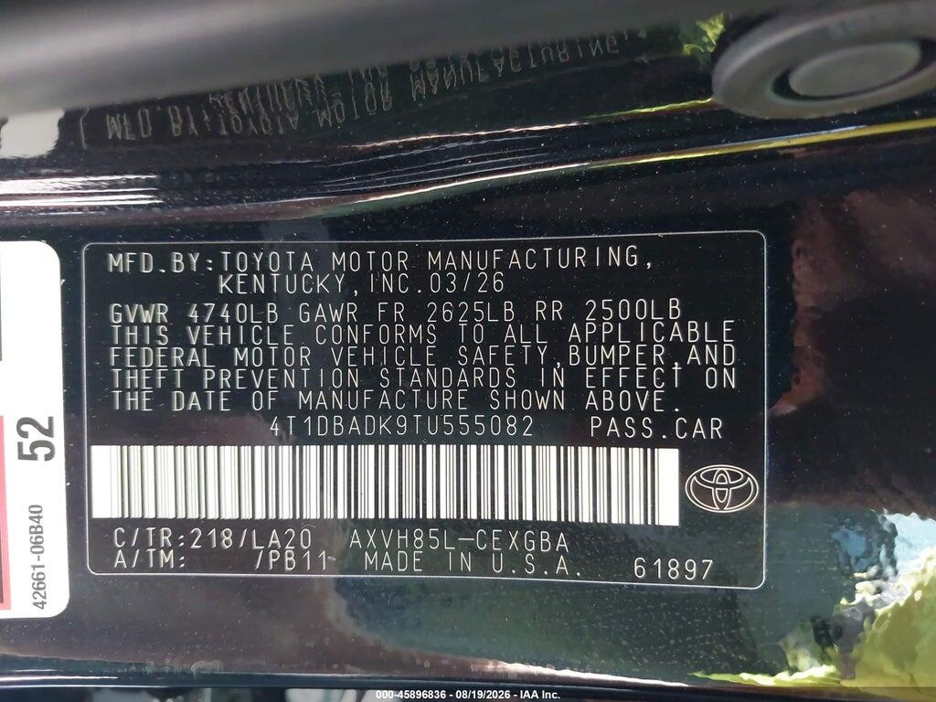 4T1DBADK9TU555082 2026 TOYOTA CAMRY photo no. 9