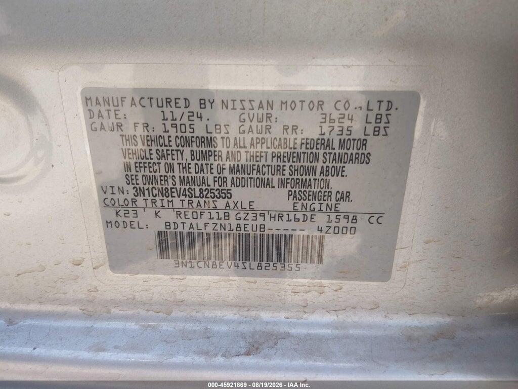3N1CN8EV4SL825355 2025 NISSAN VERSA photo no. 9