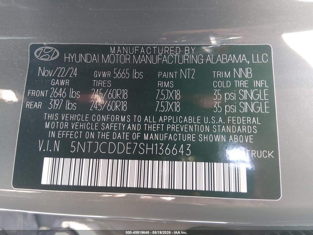 5NTJCDDE7SH136643 2025 HYUNDAI SANTA CRUZ photo no. 9