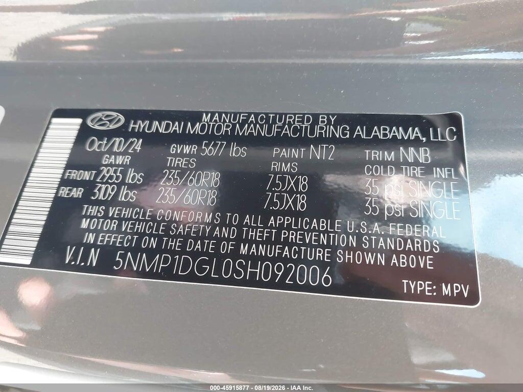5NMP1DGL0SH092006 2025 HYUNDAI SANTA FE photo no. 9