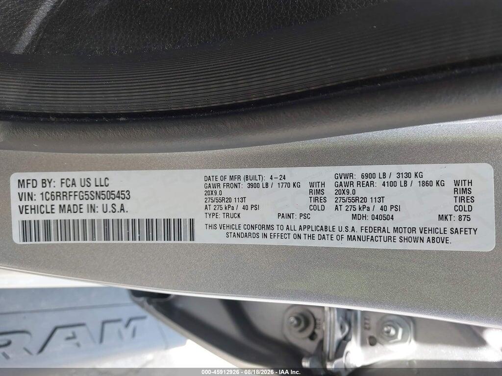 1C6RRFFG5SN505453 2025 RAM 1500 photo no. 9