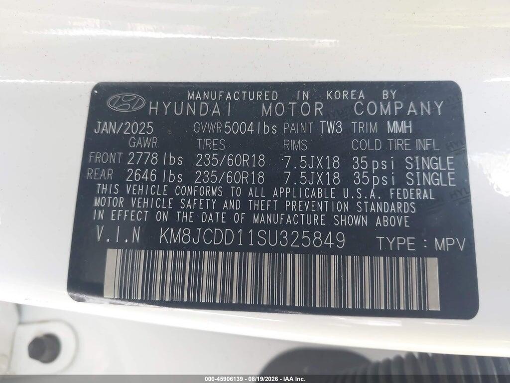KM8JCDD11SU325849 2025 HYUNDAI TUCSON HYBRID photo no. 9