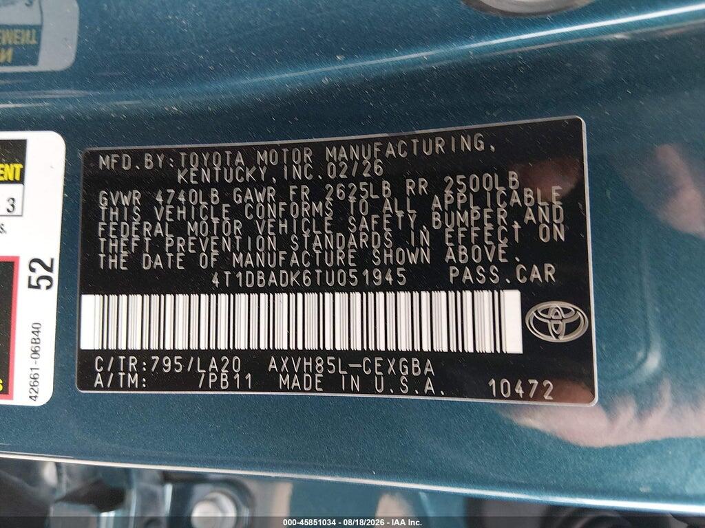 4T1DBADK6TU051945 2026 TOYOTA CAMRY photo no. 9