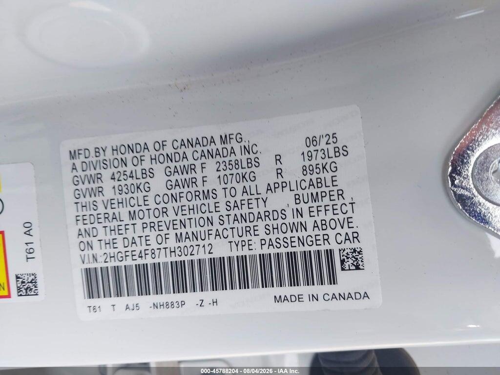 2HGFE4F87TH302712 2026 HONDA CIVIC HYBRID photo no. 9