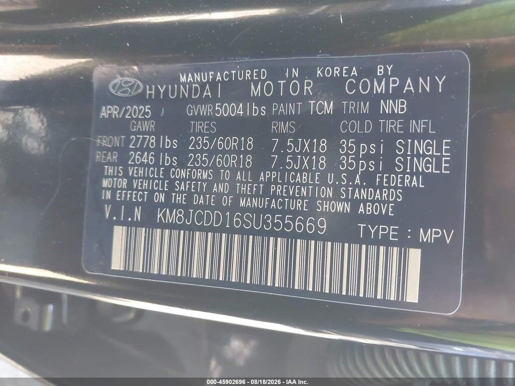 KM8JCDD16SU355669 2025 HYUNDAI TUCSON HYBRID photo no. 9