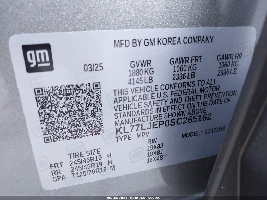 KL77LJEP0SC265162 2025 CHEVROLET TRAX photo no. 9