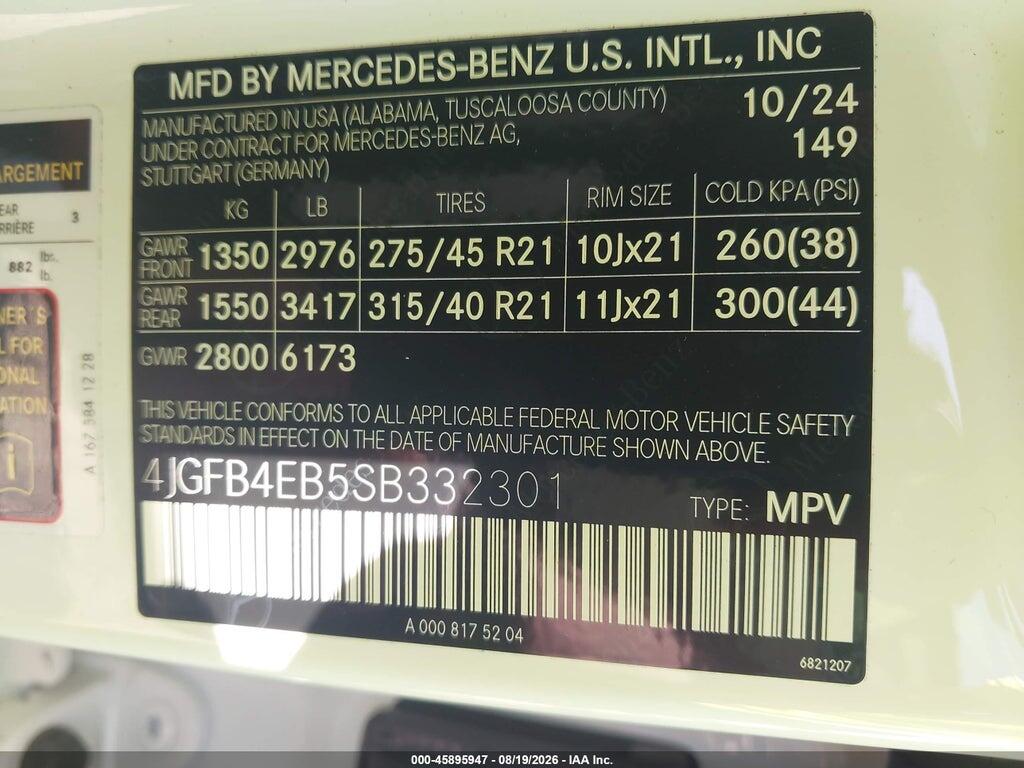 4JGFB4EB5SB332301 2025 MERCEDES-BENZ GLE 350 photo no. 9