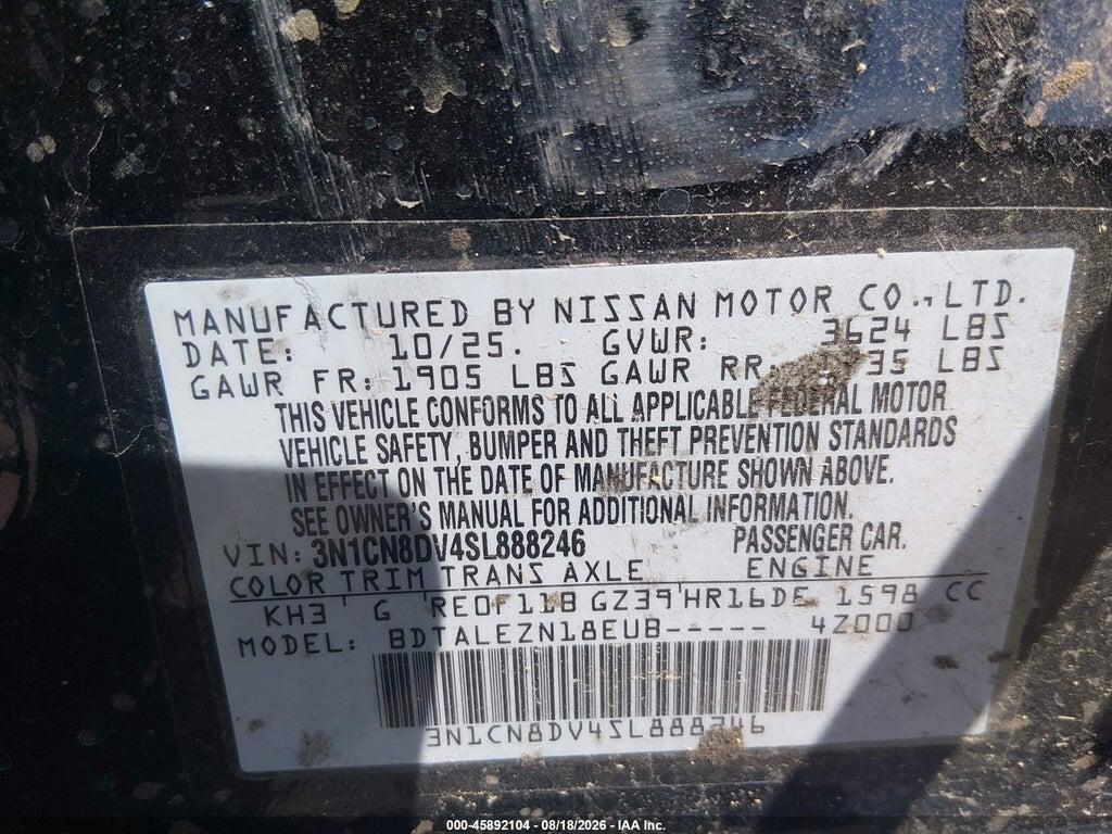3N1CN8DV4SL888246 2025 NISSAN VERSA photo no. 9