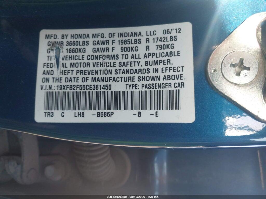 19XFB2F55CE361450 2012 HONDA CIVIC photo no. 9