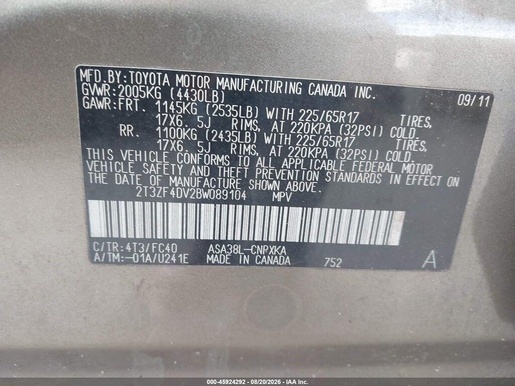 2T3ZF4DV2BW089104 2011 TOYOTA RAV4 photo no. 9