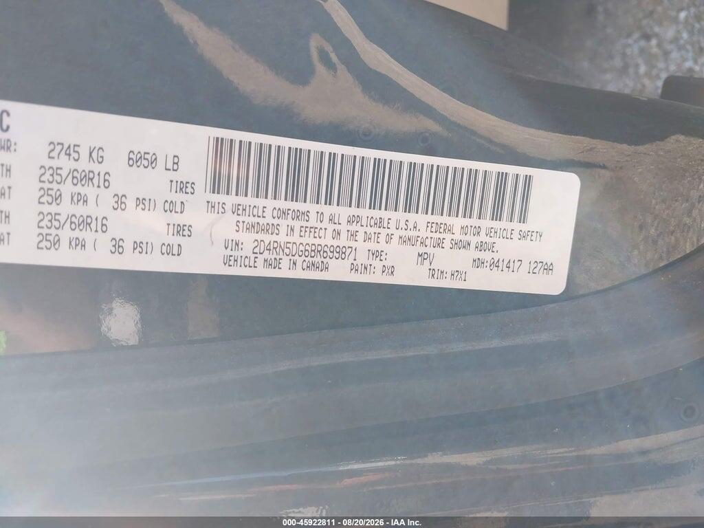 2D4RN5DG6BR699871 2011 DODGE GRAND CARAVAN photo no. 9