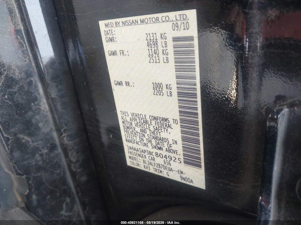 1N4AA5AP3BC804925 2011 NISSAN MAXIMA photo no. 9