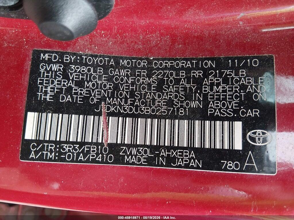 JTDKN3DU3B0257181 2011 TOYOTA PRIUS photo no. 9
