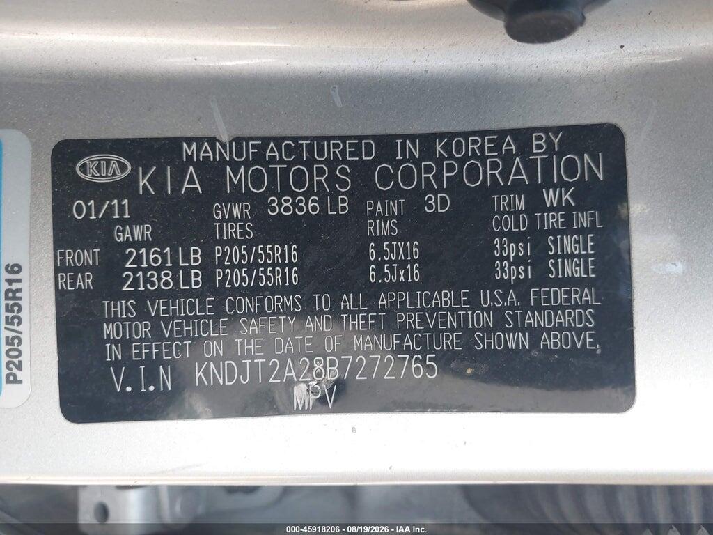 KNDJT2A28B7272765 2011 KIA SOUL photo no. 9