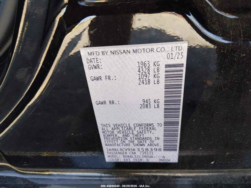 1N4BL4CV9SN358398 2025 NISSAN ALTIMA photo no. 9