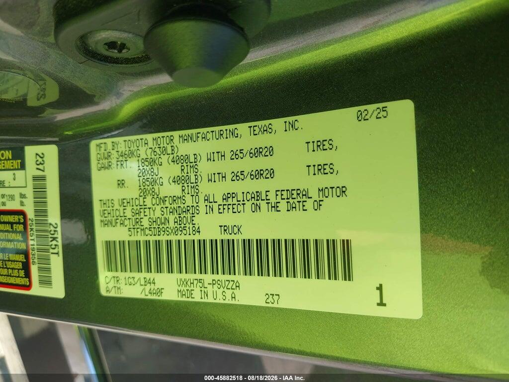 5TFMC5DB9SX095184 2025 TOYOTA TUNDRA HYBRID photo no. 9