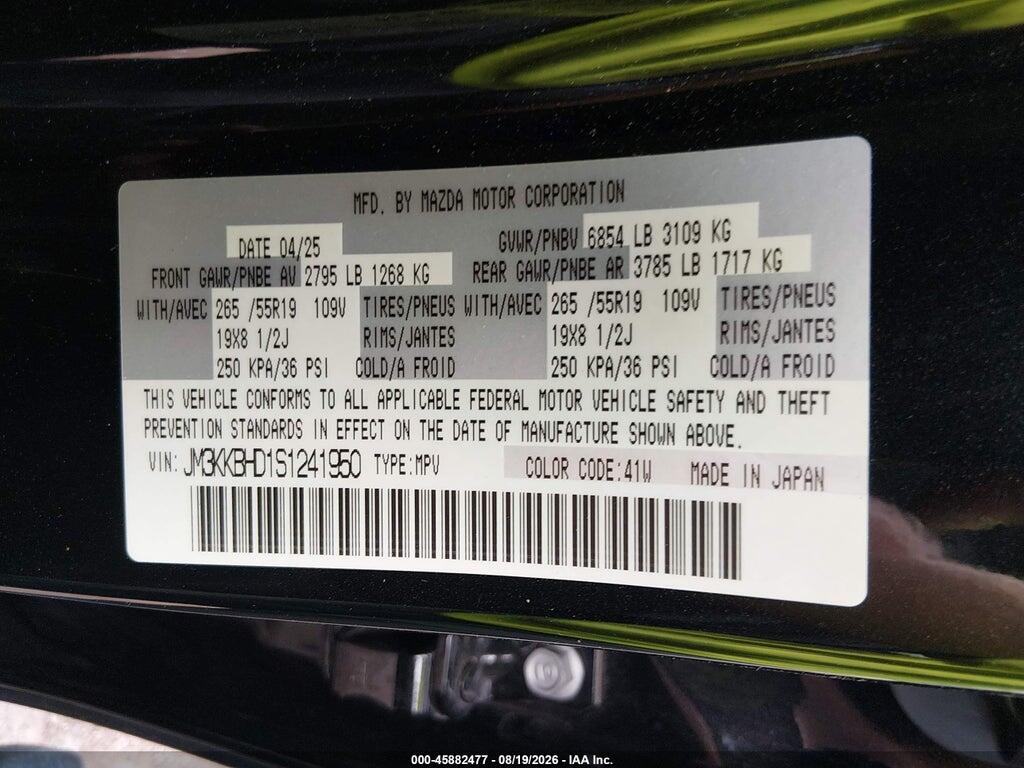 JM3KKBHD1S1241950 2025 MAZDA CX-90 photo no. 9