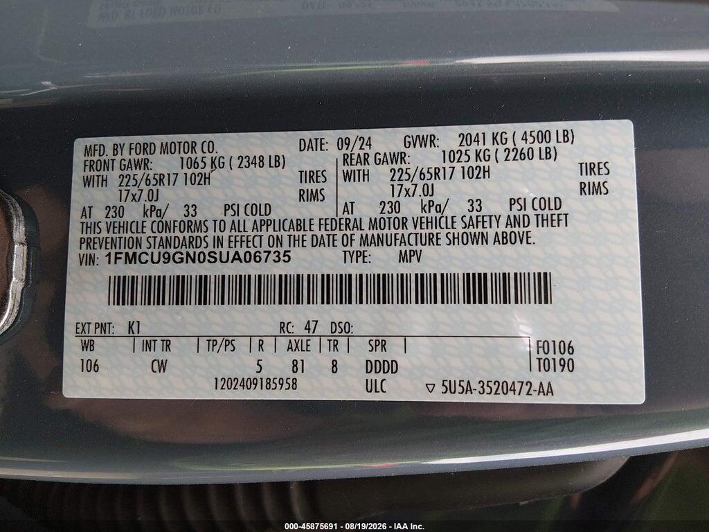 1FMCU9GN0SUA06735 2025 FORD ESCAPE photo no. 9