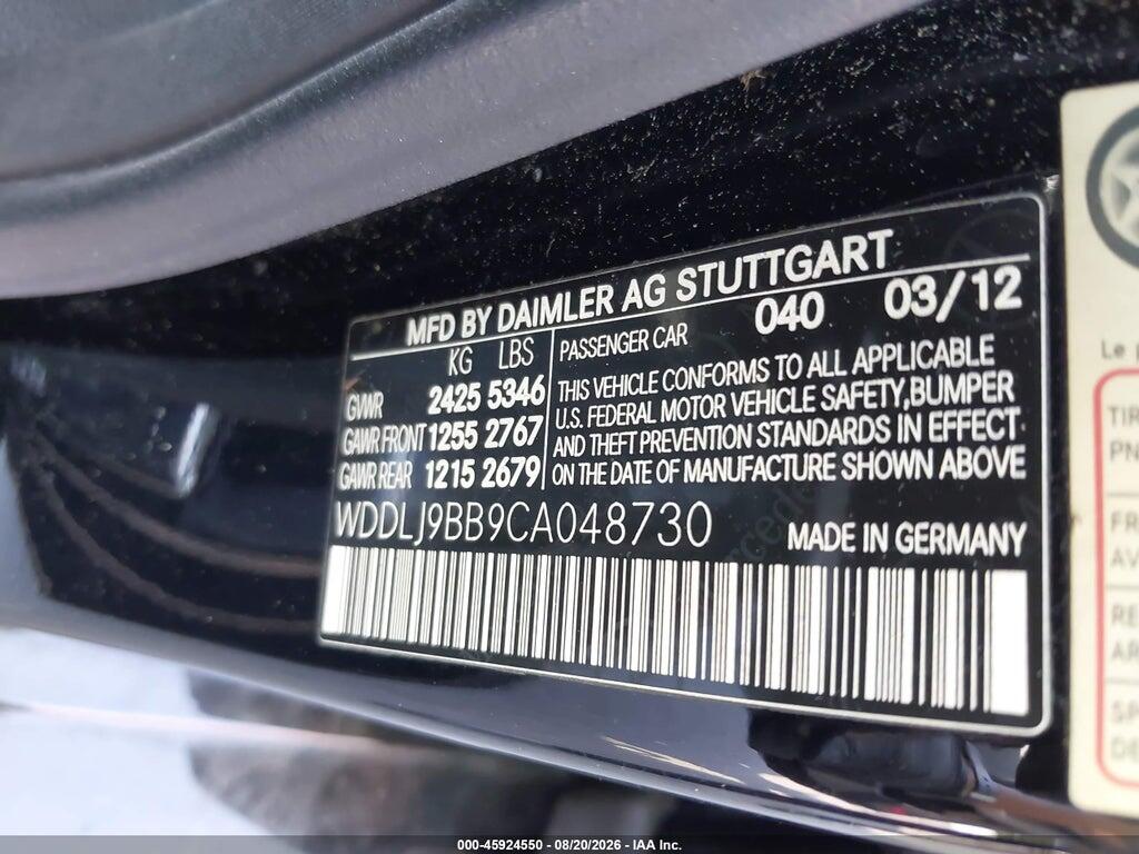WDDLJ9BB9CA048730 2012 MERCEDES-BENZ CLS 550 photo no. 9