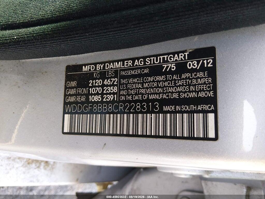 WDDGF8BB8CR228313 2012 MERCEDES-BENZ C 300 photo no. 9