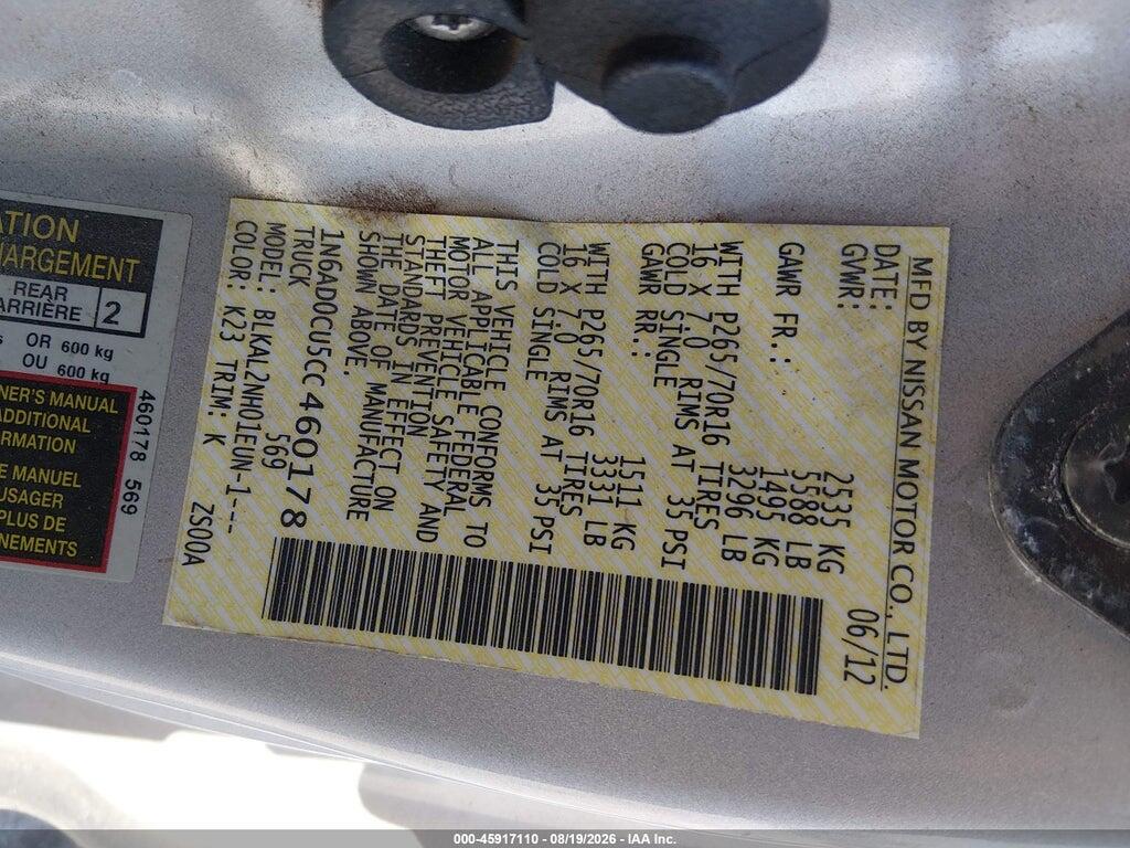1N6AD0CU5CC460178 2012 NISSAN FRONTIER photo no. 9