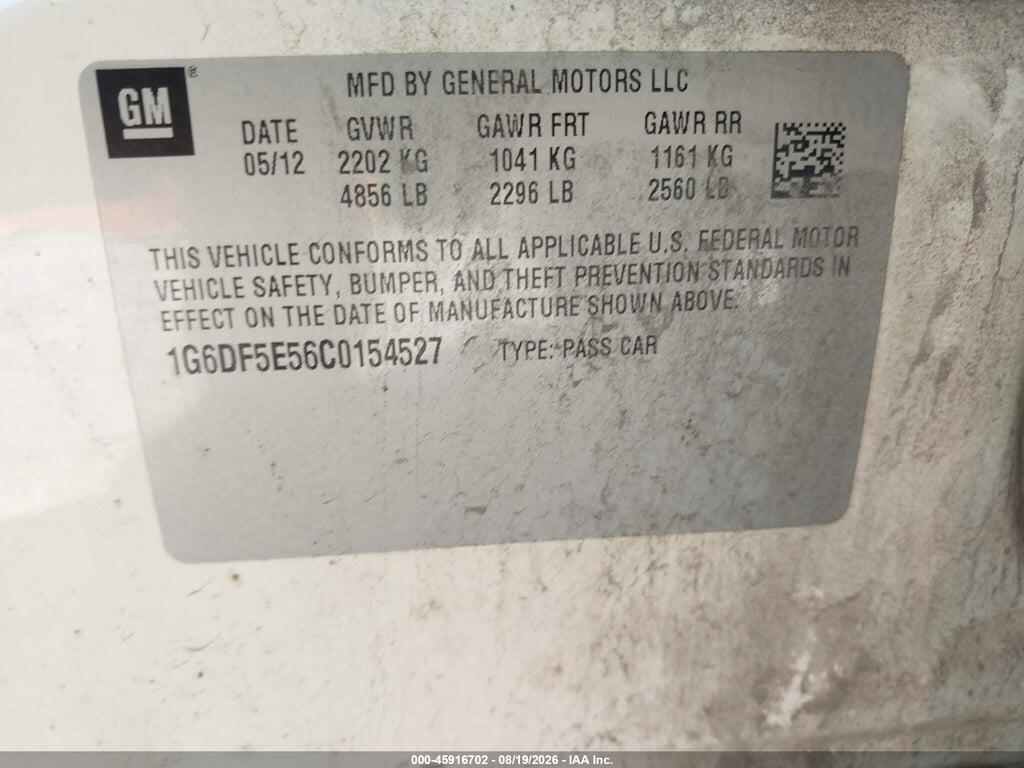 1G6DF5E56C0154527 2012 CADILLAC CTS photo no. 9